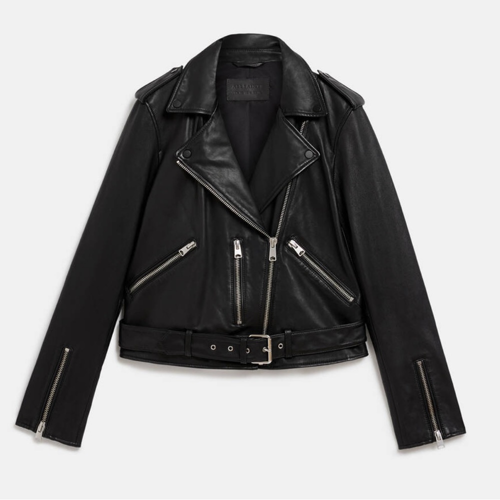 ALLSAINTS Balfern belted hem leather biker jacket